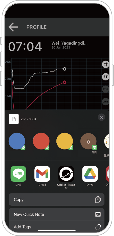 如何 LINE 分享烘焙曲线 [ iOS ]